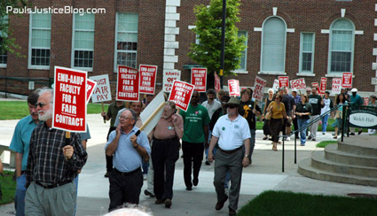 picketing outside admin building